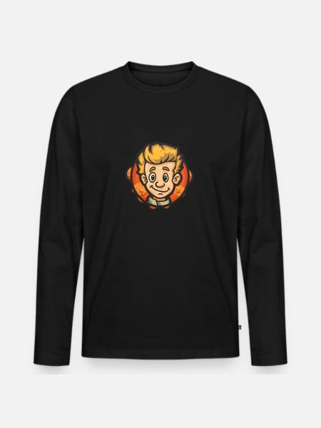 Cheerful boy - Men's Premium Organic Long Sleeve Shirt - black