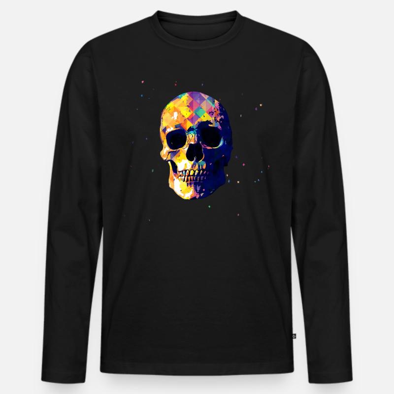 Totenkopf - Männer Premium Bio Langarmshirt - Schwarz
