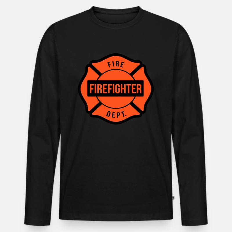 Feuerwehrmann Feuerwehrfrau - Männer Premium Bio Langarmshirt - Schwarz