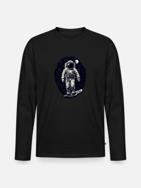 Astronaut Moon - Men's Premium Organic Long Sleeve Shirt - black