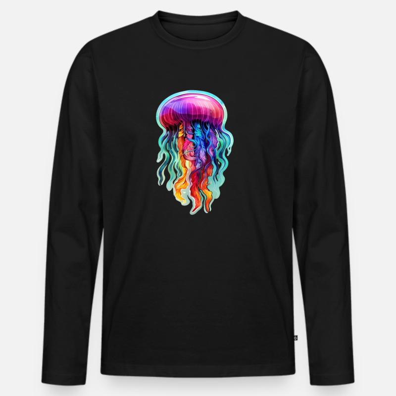 Bunte Qualle - Männer Premium Bio Langarmshirt - Schwarz