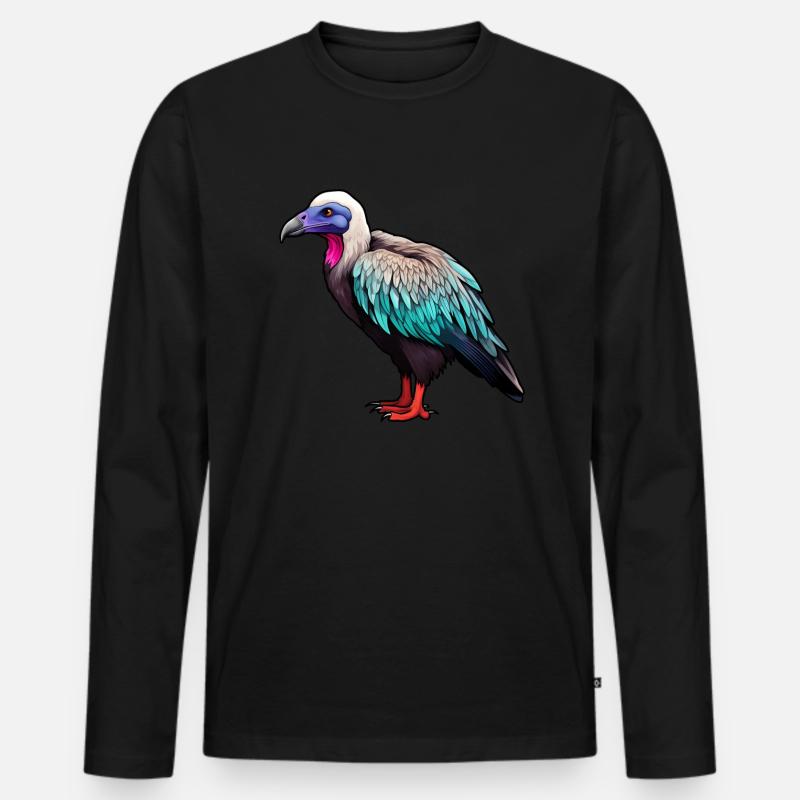 Geier Kopf - Männer Premium Bio Langarmshirt - Schwarz