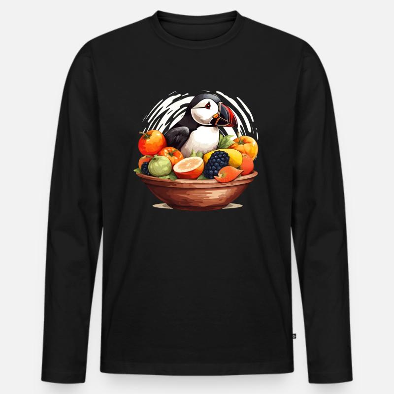 Papageientaucher - Männer Premium Bio Langarmshirt - Schwarz