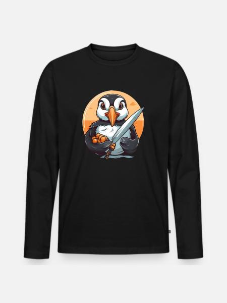 Puffin - Men's Premium Organic Long Sleeve Shirt - black