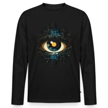 Électronique oculaire - T-shirt manches longues Premium bio Homme - noir - Devant - Nico (187cm)