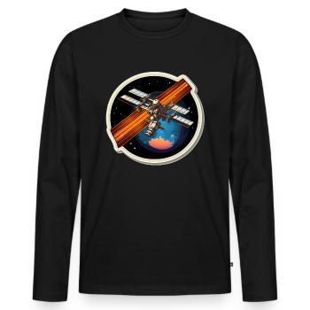 Satellite spatial - T-shirt manches longues Premium bio Homme - noir - Devant - Nico (187cm)