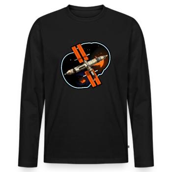 Satellite spatial - T-shirt manches longues Premium bio Homme - noir - Devant - Nico (187cm)