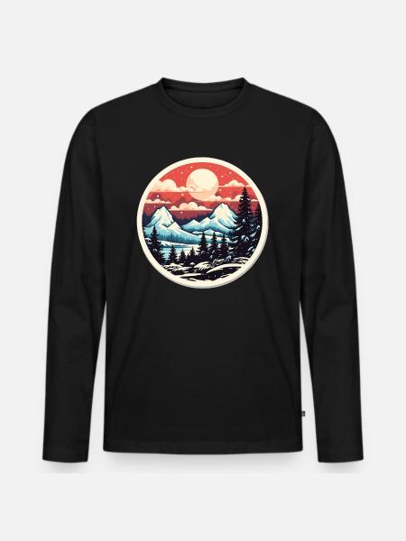 Nationalpark Winter Schnee - Männer Premium Bio Langarmshirt - Schwarz