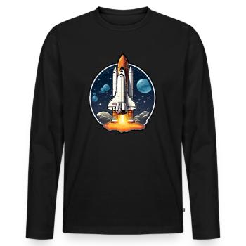 Navette spatiale spatiale - T-shirt manches longues Premium bio Homme - noir - Devant - Nico (187cm)