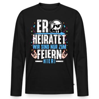 JGA Outfit Junggesellenabschied Männer T-Shirt JGA - Männer Premium Bio Langarmshirt - Schwarz - Vorne - Nico (187cm)