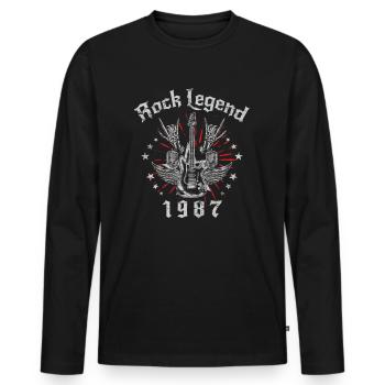 1987 Birthday Rock Legends Guitar - Men's Premium Organic Long Sleeve Shirt - black - Front - Nico (187cm)