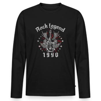 1990 anniversaire Rock légendes guitare - T-shirt manches longues Premium bio Homme - noir - Devant - Nico (187cm)