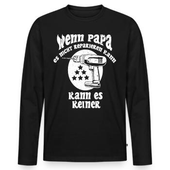 Daddy Repair Master – Indomitable Craftsman - Men's Premium Organic Long Sleeve Shirt - black - Front - Nico (187cm)