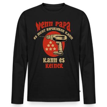 Daddy Repair Master – Indomitable Craftsman - Men's Premium Organic Long Sleeve Shirt - black - Front - Nico (187cm)