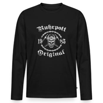 1985 Geburtstag Ruhrpott Original Schädel - Männer Premium Bio Langarmshirt - Schwarz - Vorne - Nico (187cm)