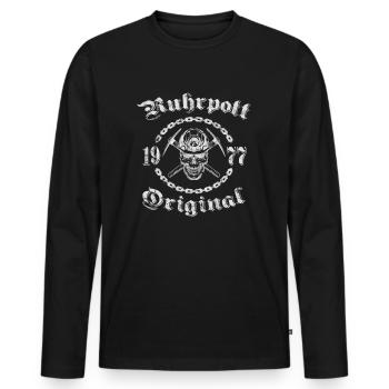 1977 Geburtstag Ruhrpott Original Schädel - Männer Premium Bio Langarmshirt - Schwarz - Vorne - Nico (187cm)