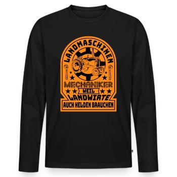 Agricultural Machinery Mechanic Farmer Agriculture - Men's Premium Organic Long Sleeve Shirt - black - Front - Nico (187cm)