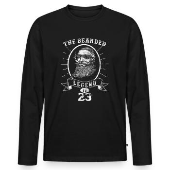 The bearded Legend is 23 - Men's Premium Organic Long Sleeve Shirt - black - Front - Nico (187cm)