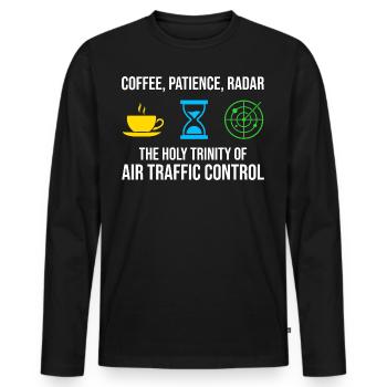 Contrôleur de la circulation aérienne Coffee Radar ATC Aviation - T-shirt manches longues Premium bio Homme - noir - Devant - Nico (187cm)