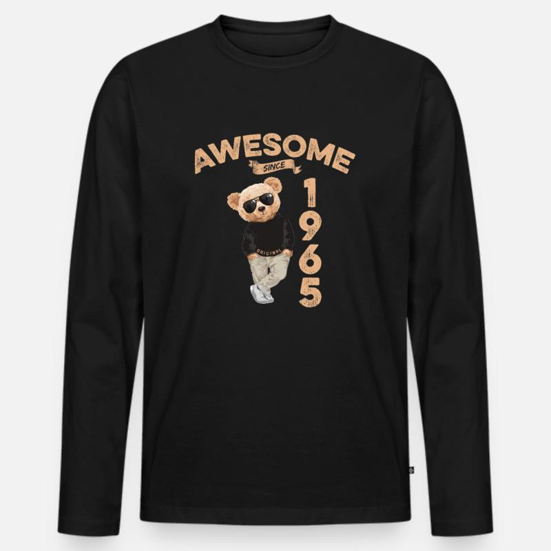1965 Geburtstag Cool Teddy Bär Awesome since - Männer Premium Bio Langarmshirt - Schwarz