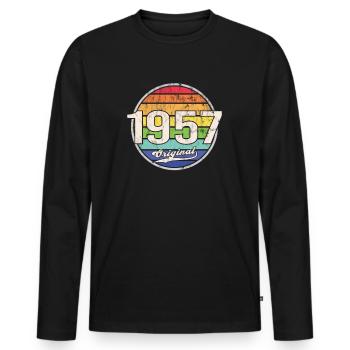 1957 Geburtstag Year Original - Männer Premium Bio Langarmshirt - Schwarz - Vorne - Nico (187cm)