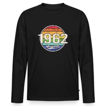 1962 Anniversaire Année Original - T-shirt manches longues Premium bio Homme - noir - Devant - Nico (187cm)