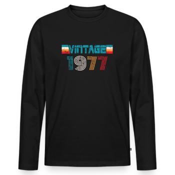 Millésime anniversaire 1977 - T-shirt manches longues Premium bio Homme - noir - Devant - Nico (187cm)