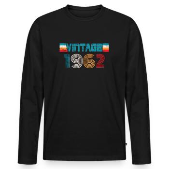 Millésime anniversaire 1962 - T-shirt manches longues Premium bio Homme - noir - Devant - Nico (187cm)