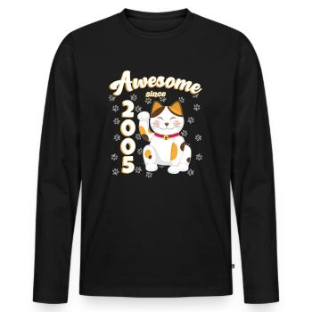2005 Anniversaire Génial depuis Chat Maneki neko - T-shirt manches longues Premium bio Homme - noir - Devant - Nico (187cm)