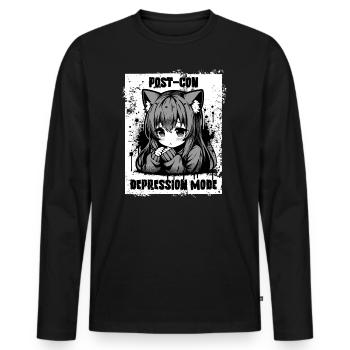 Anime Manga Girl // Post-Con Depression // AS004 - Men's Premium Organic Long Sleeve Shirt - black - Front - Nico (187cm)