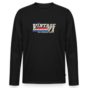 1971 Birthday Vintage All Original Parts No II - Men's Premium Organic Long Sleeve Shirt - black - Front - Nico (187cm)