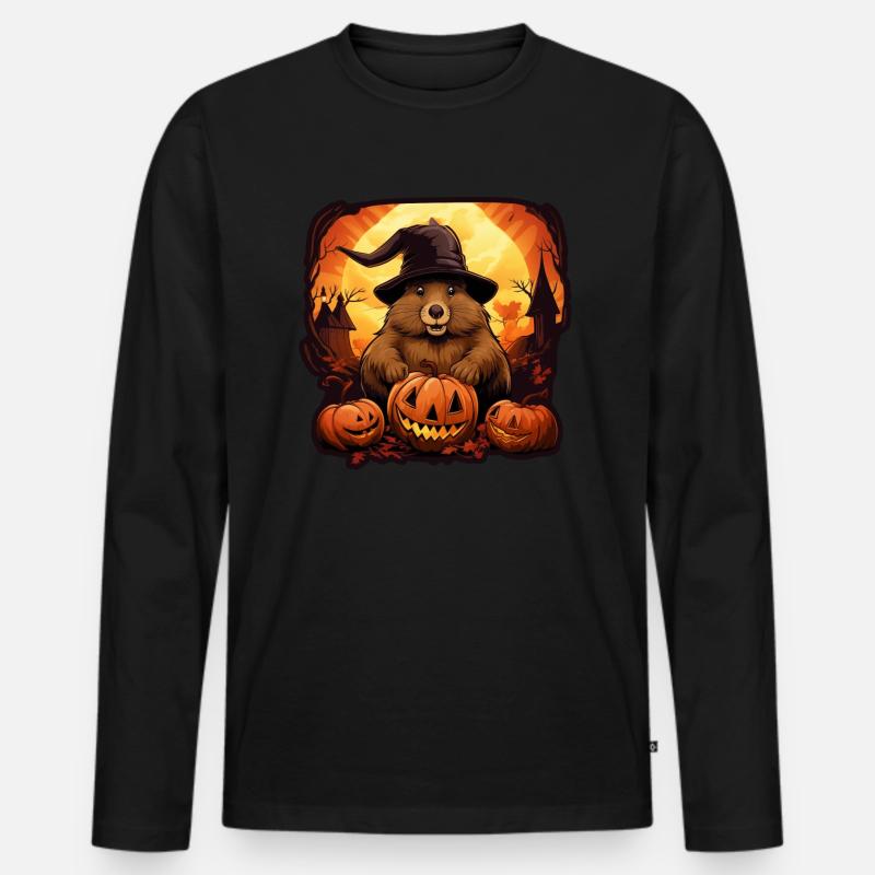 Halloween Capibara - Männer Premium Bio Langarmshirt - Schwarz