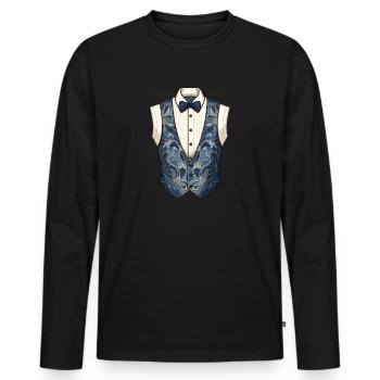 Anzug Ober Kellner Oper Weste - Männer Premium Bio Langarmshirt - Schwarz - Vorne - Nico (187cm)