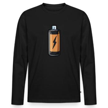 battery - Men's Premium Organic Long Sleeve Shirt - black - Front - Nico (187cm)
