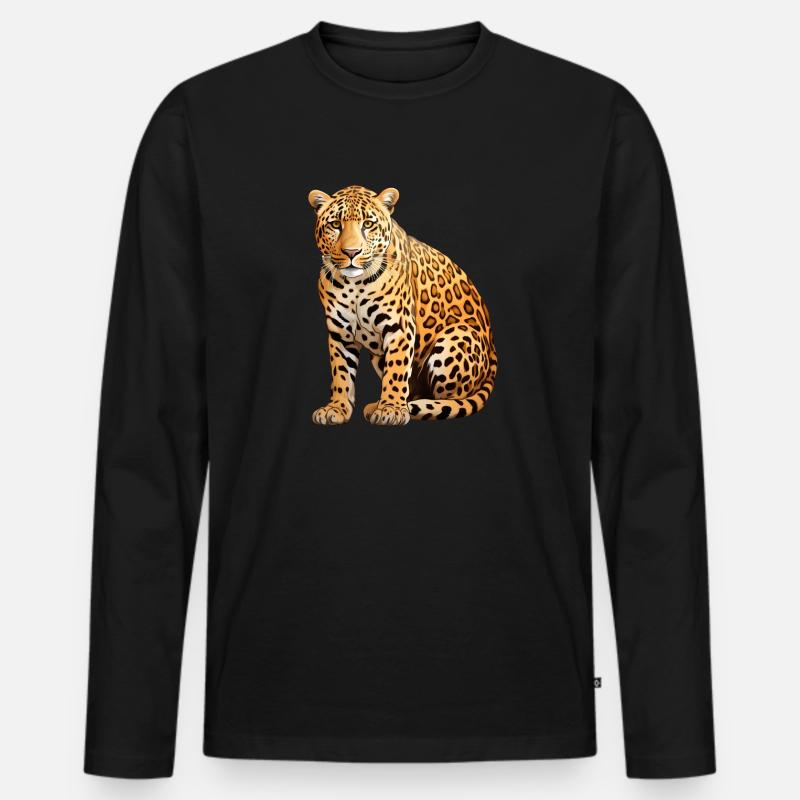 Leopard - Männer Premium Bio Langarmshirt - Schwarz