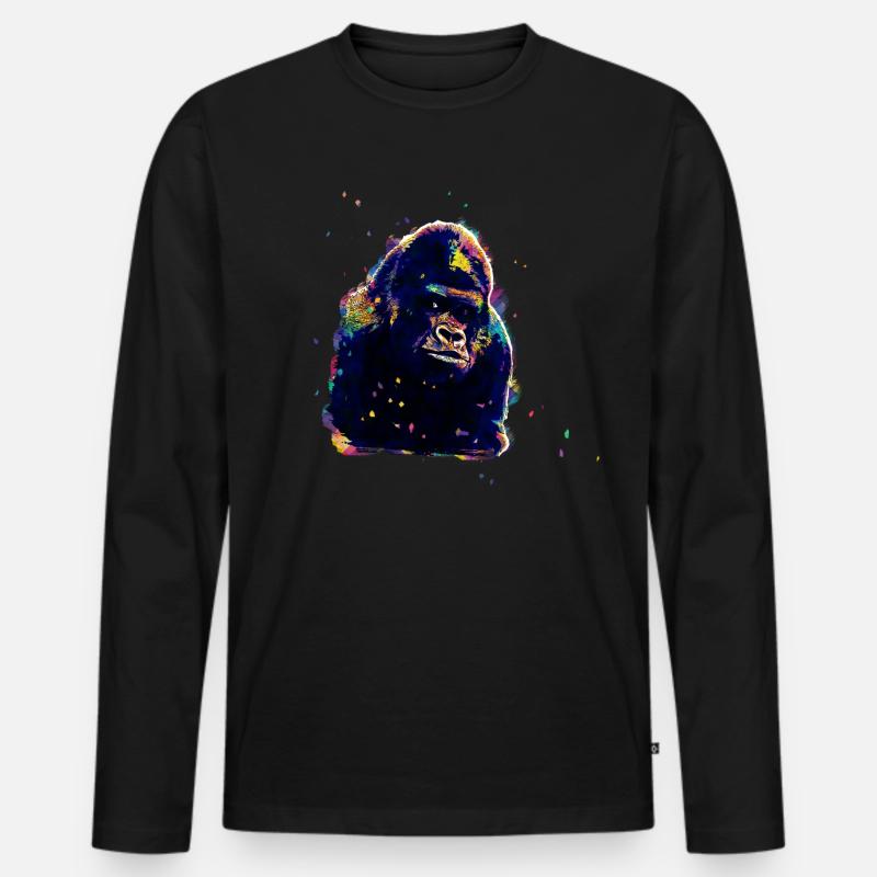 Schimpanse - Männer Premium Bio Langarmshirt - Schwarz
