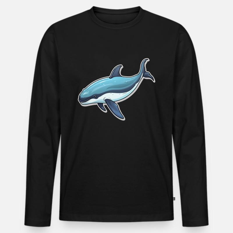 Wal Walfisch - Männer Premium Bio Langarmshirt - Schwarz