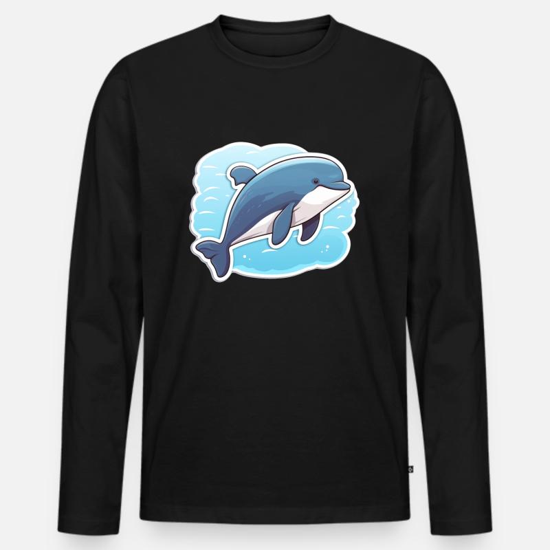 Wal Walfisch - Männer Premium Bio Langarmshirt - Schwarz