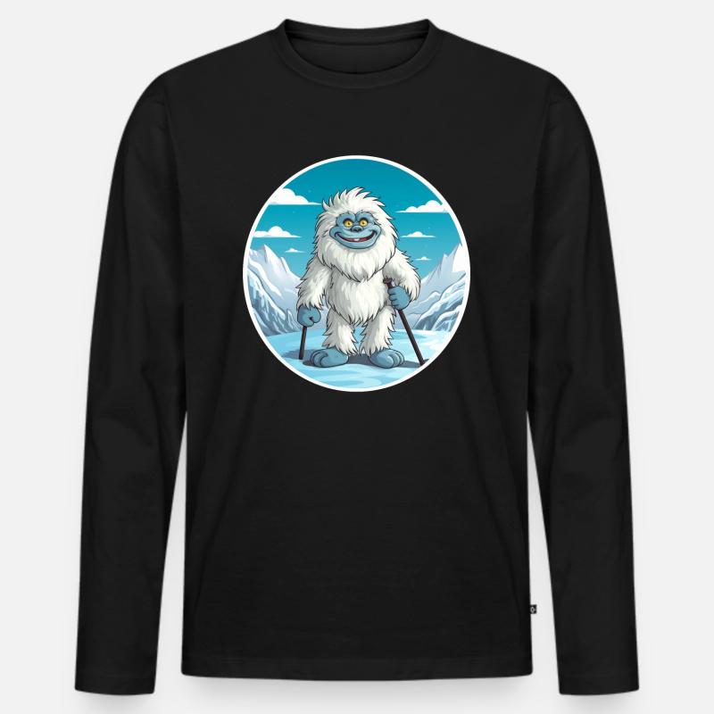 Yeti - Männer Premium Bio Langarmshirt - Schwarz