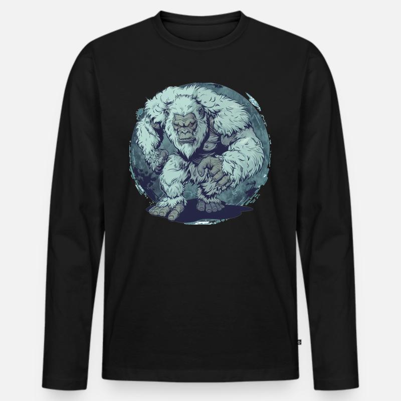 Yeti - Männer Premium Bio Langarmshirt - Schwarz