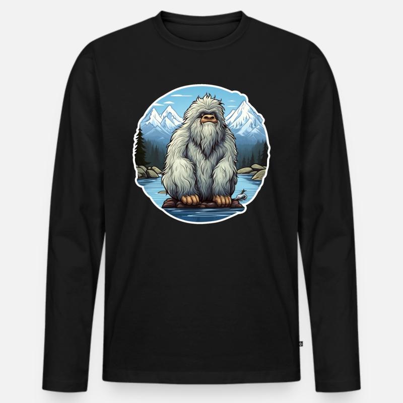 Yeti - Männer Premium Bio Langarmshirt - Schwarz