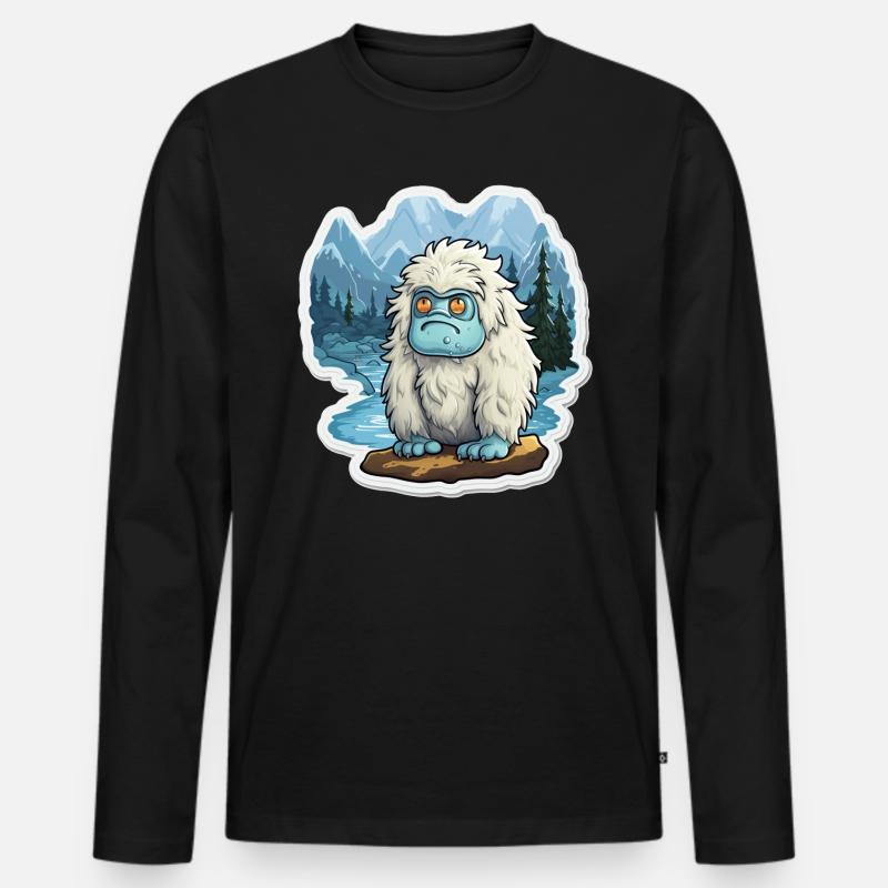 Yeti - Männer Premium Bio Langarmshirt - Schwarz