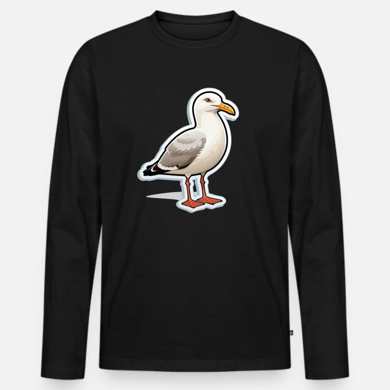 Möwe Seevogel - Männer Premium Bio Langarmshirt - Schwarz