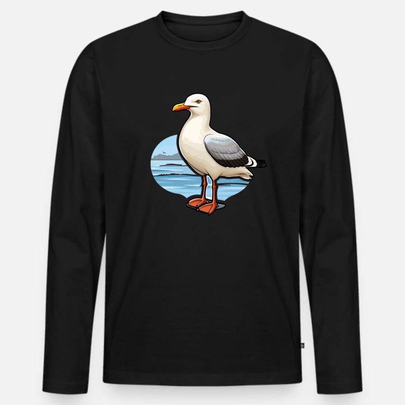 Möwe Seevogel - Männer Premium Bio Langarmshirt - Schwarz