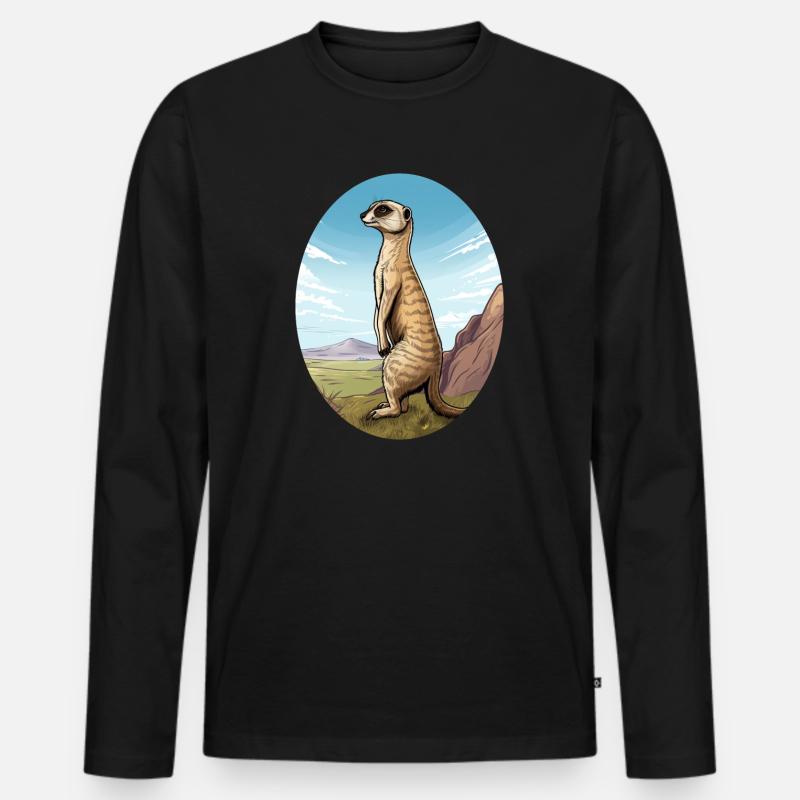 Erdmännchen - Männer Premium Bio Langarmshirt - Schwarz