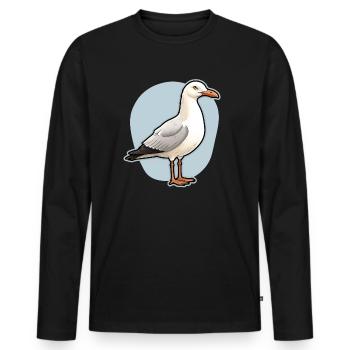 Möwe Seevogel - Männer Premium Bio Langarmshirt - Schwarz - Vorne - Nico (187cm)