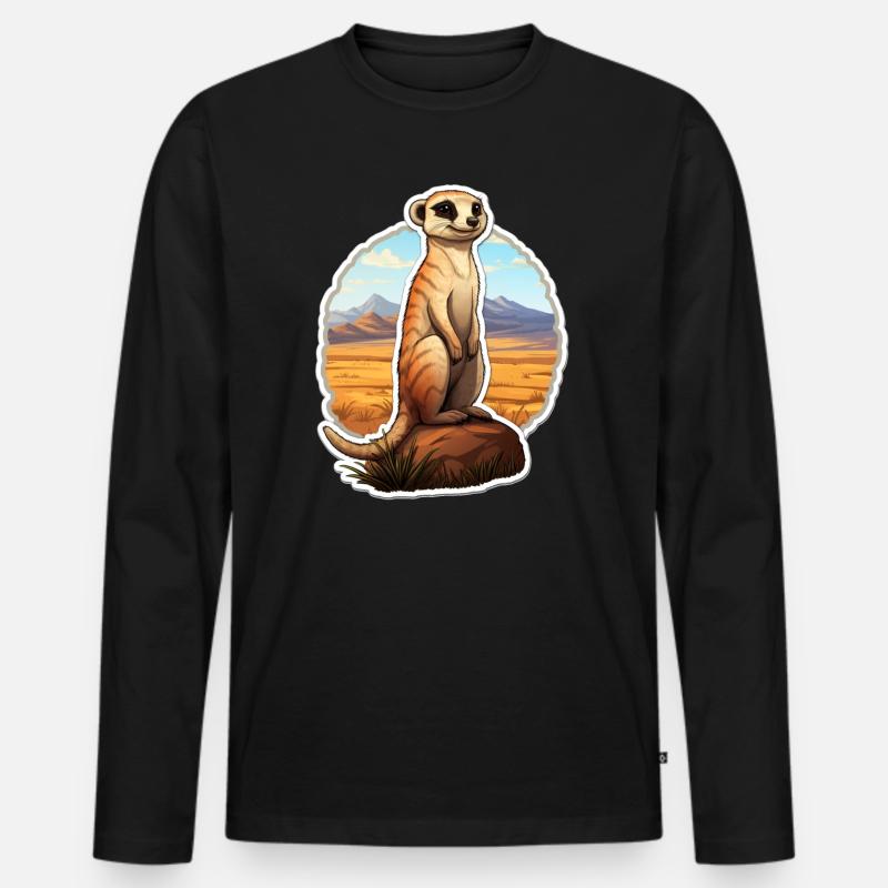 Erdmännchen - Männer Premium Bio Langarmshirt - Schwarz