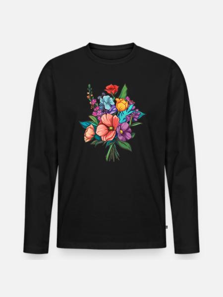 Bouquet Flowers Blossoms - Men's Premium Organic Long Sleeve Shirt - black