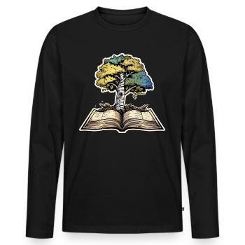 Lesen - Männer Premium Bio Langarmshirt - Schwarz - Vorne - Nico (187cm)