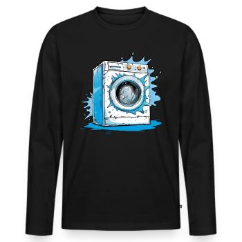 Machine à laver - T-shirt manches longues Premium bio Homme - noir - Devant - Nico (187cm)